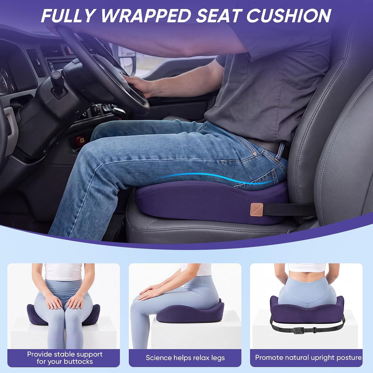 Seat Cushion for Car, Comfortable Driving Support Pad