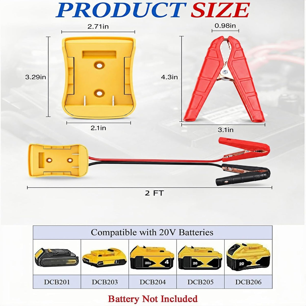Jumper Cables Clamp with Adapter,Compatible with De·Walt 20V Battery