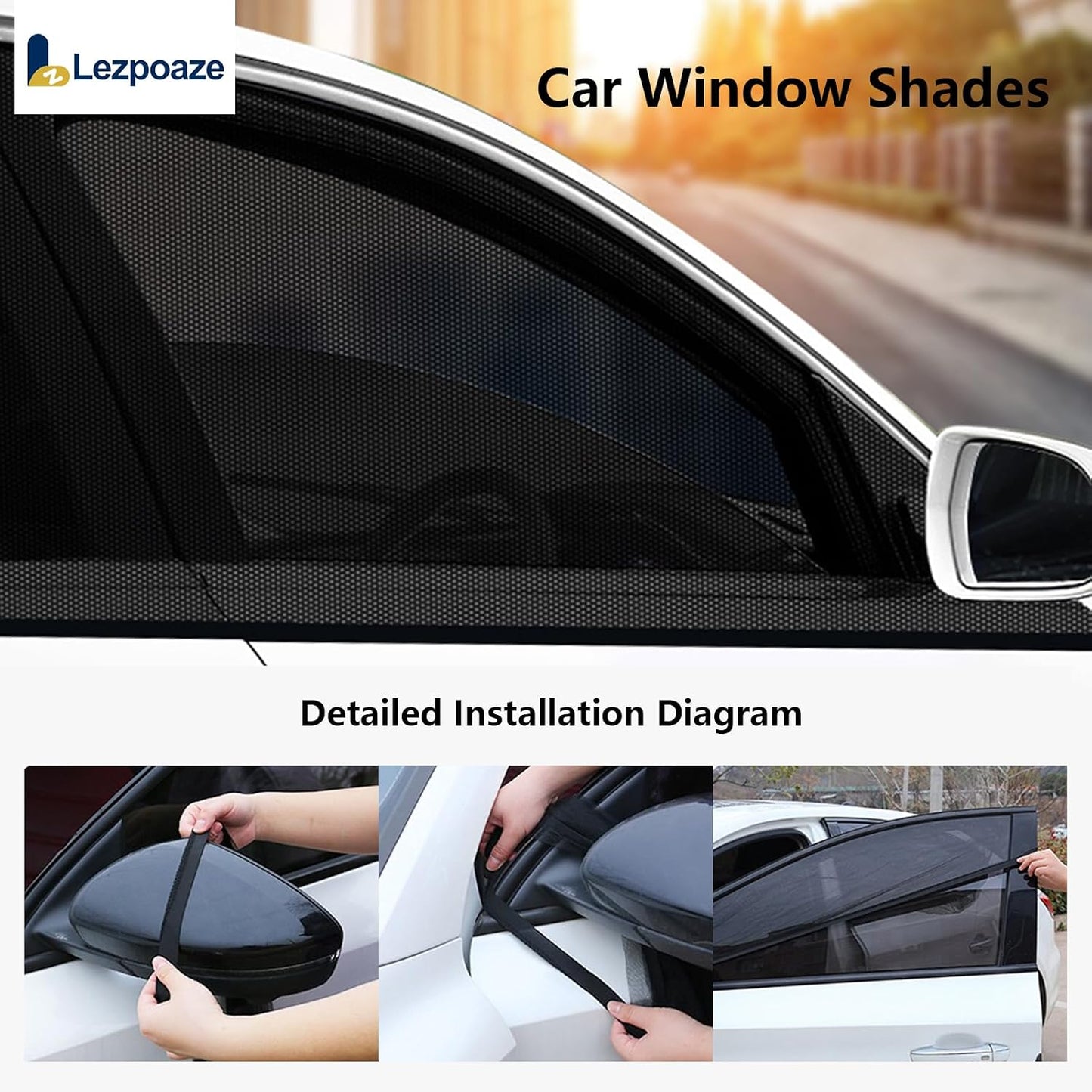 4-Pack Car Window Shades with Insect Screen, UV Blocking & Breathable Mesh, Universal Fit for 96% Cars, for Baby Kids Travel Camping, Heat Insulation & Privacy Protection