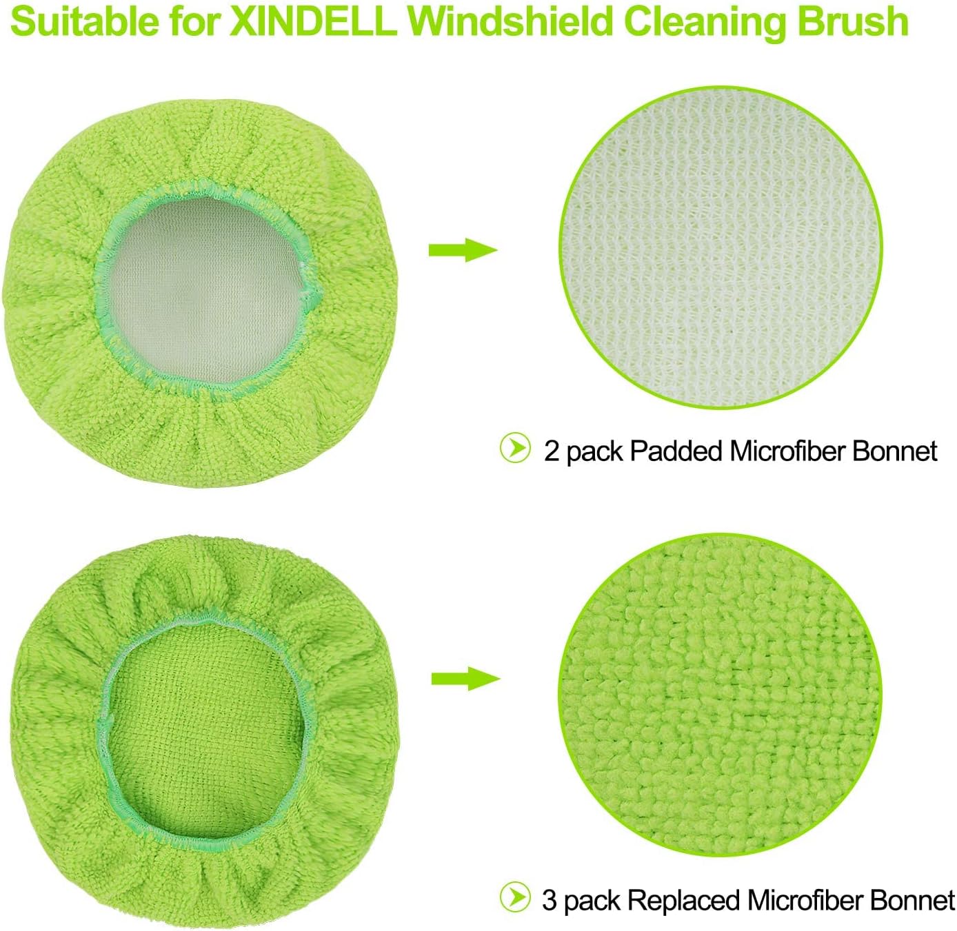 XINDELL Car Window Cleaning Combo – Windshield Glass Cleaner Tool with Extendable Handle & 14 Reusable Microfiber Pads for Interior/Exterior Glass, Streak-Free Auto Window Cleaning for Car Owners