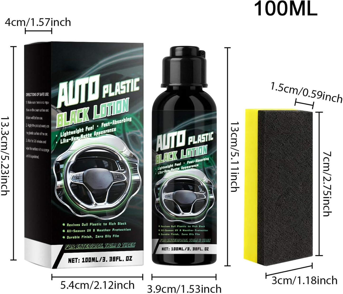 Car Leather Cleaner 100ml Long-Lasting All Purpose Agent with Sponge | Car Fabric Cleaner for Vehicle Truck Convertible Garage Home Underseat Roof Ceiling Dashboard Components