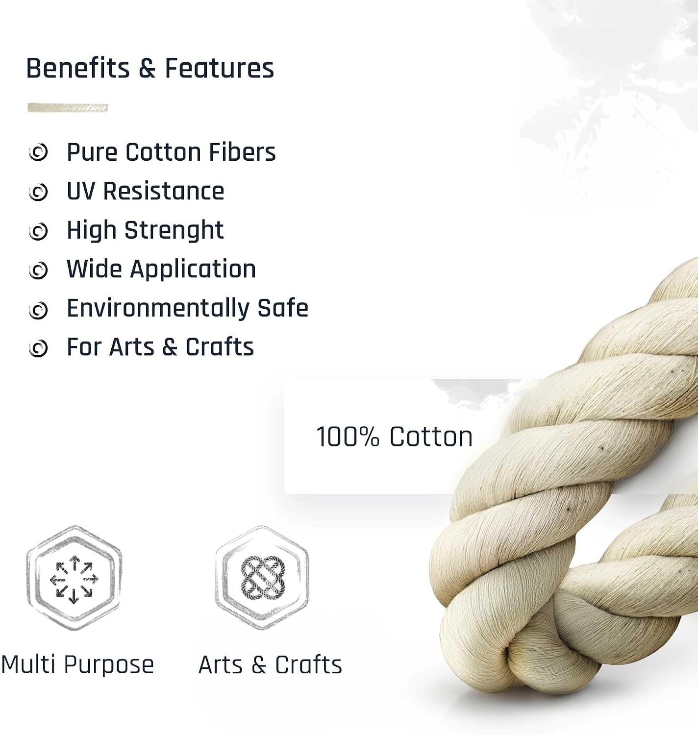 Pelican Rope 100% Cotton Twisted Rope, Natural Macrame Cord for Crafts, Pet Toys, Safe for Animals, DIY, Gardening,Indoor/Outdoor, Soft, Durable, Low-Stretch, 3/8" x 25ft