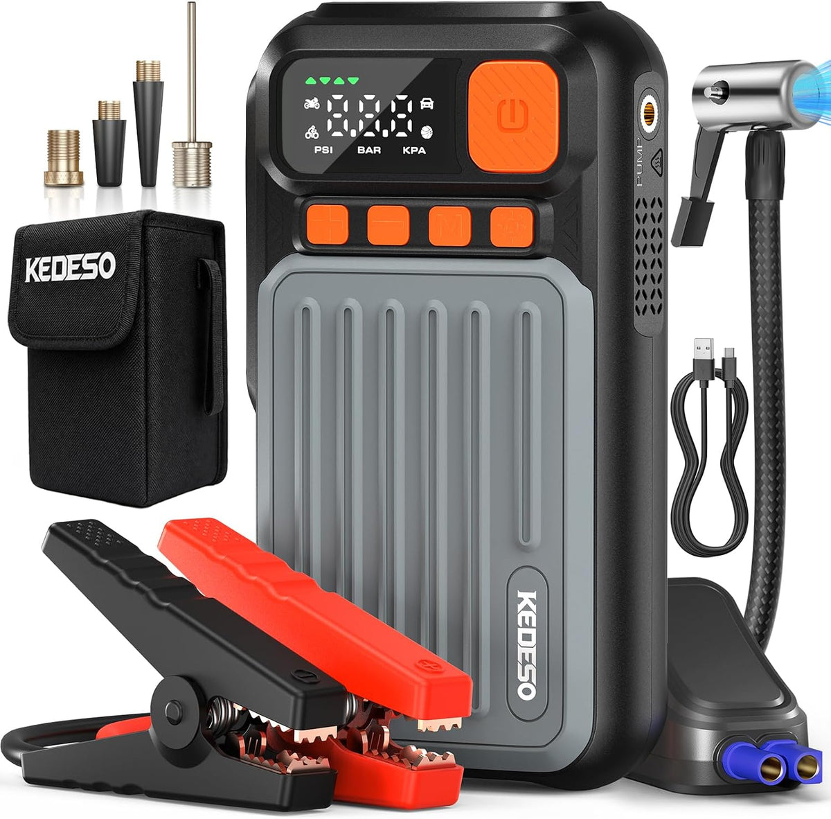 12V Car Battery Jump Starter with 160PSI Air Compressor, Jump Box