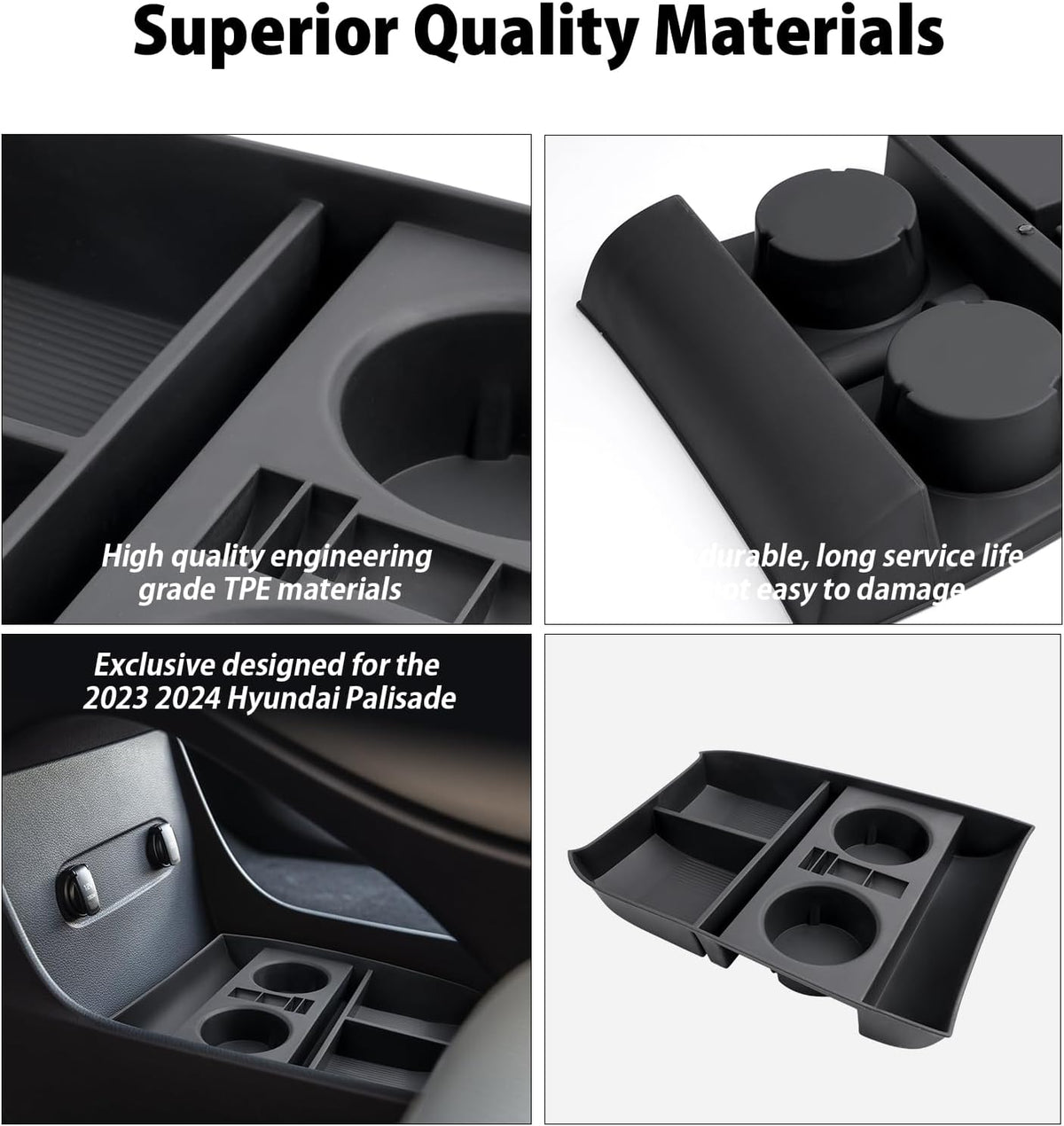 2025 Palisade Lower Console Organizer for 2020 2021 2022 2023 2024 2025 Hyundai Palisade SE/SEL/XRT/Limited/Calligraphy Under Armrest Organizer Insert Tray w/Cup Holder 2025 Palisade Accessories