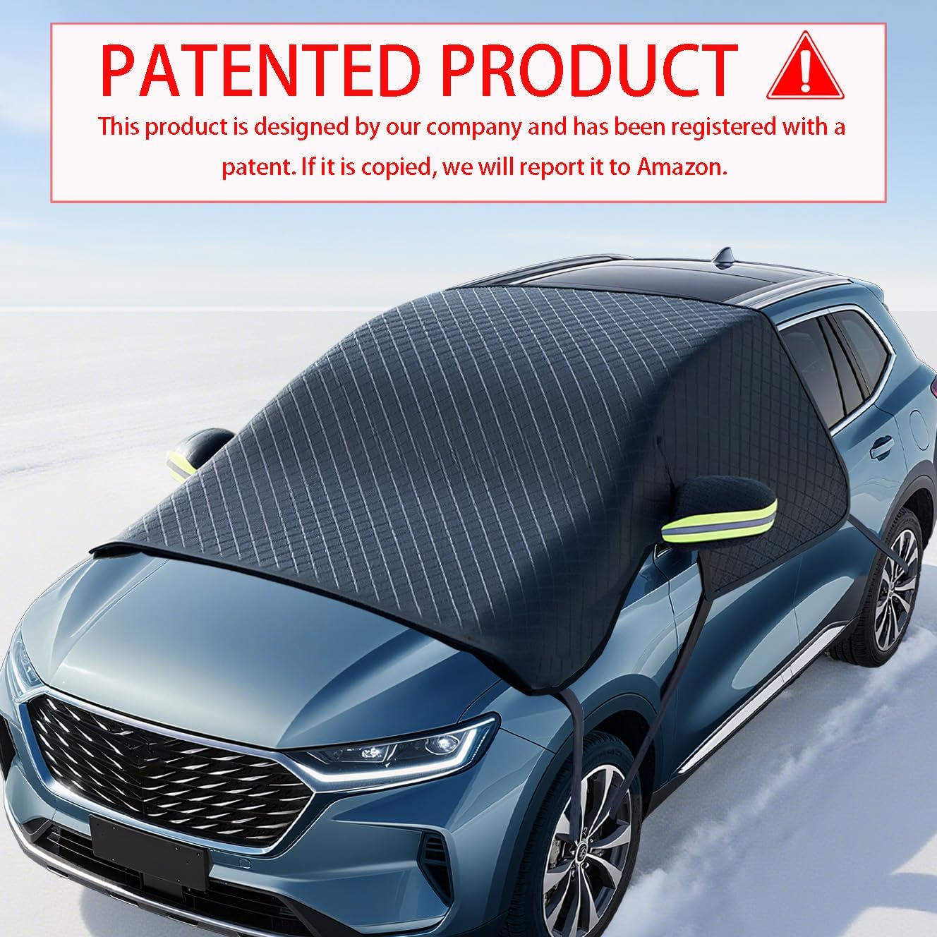 Car Windshield Cover for Ice and Snow - Universal Windshield Snow Cover with Side Window and Rearview Mirror Protector, Durable Magnetic Winter Frost Hail Guard, Suitable for Most Cars,SUV,Truck
