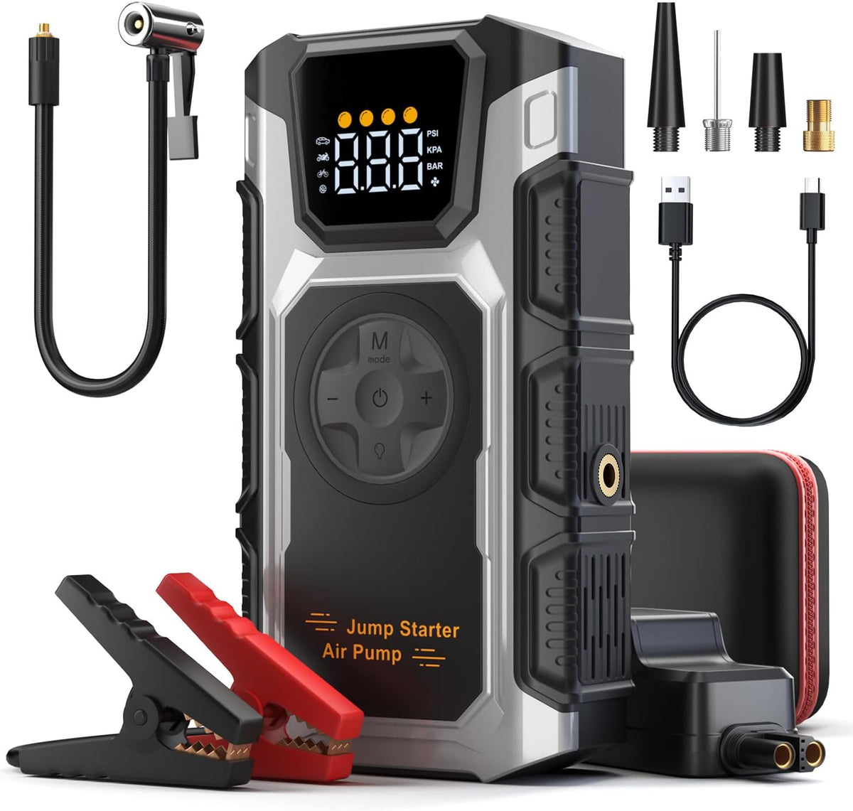 Jump Starter with Air Compressor, 5500A Portable Car Battery Booster