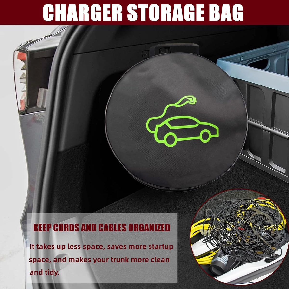 BLIRITEL EV Cable Bag, EV Chargers Cable Storage & Organizer, Perfect for Electric Vehicles,RV Sewer Hose,Camper Accessories