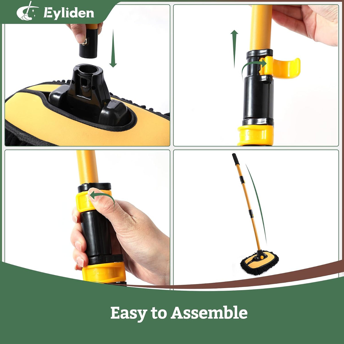 Eyliden Car Wash Brush Mop with Long Handle for Car Truck RV, Yellow
