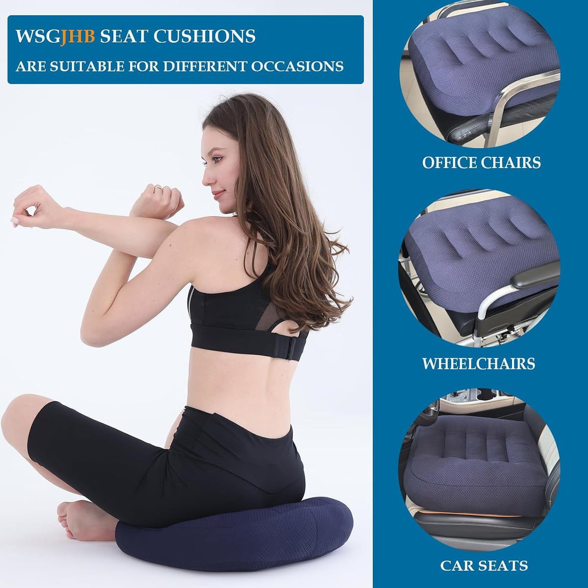 WSGJHB Large Seat Cushion, Extra Thick Booster Seat Cushions Long Sitting