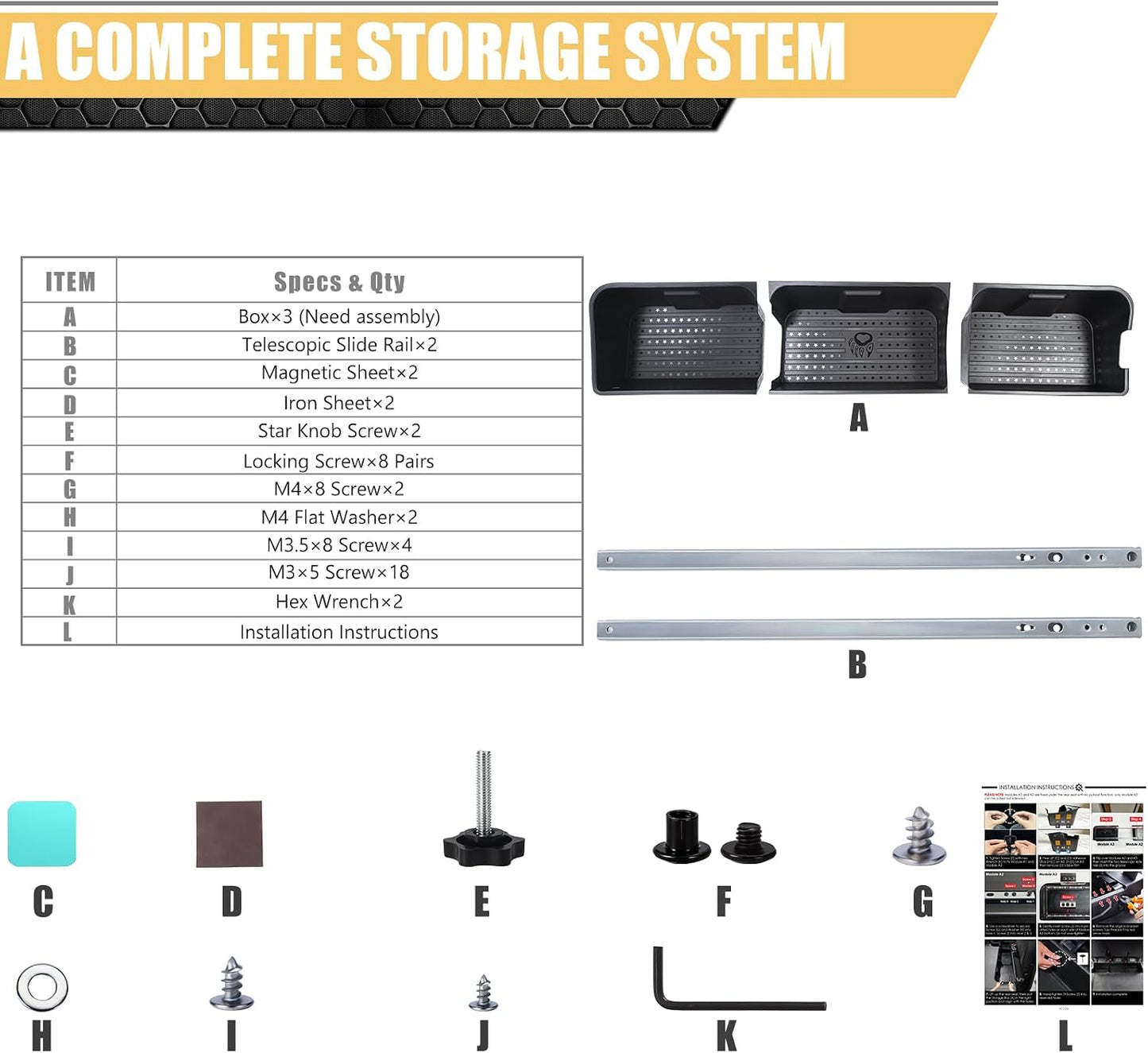 MAXDOM Under Seat Storage Fit for (2015-2026) F150 SuperCrew/Crew Cab (2017-2026) F250 F350 F450 F550 Super Duty Rear Underseat Organizer Box