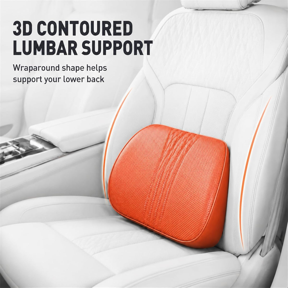 Universal Memory Foam Car Headrest Neck Pillow and Lumbar Support Pillow Set Ergonomic 2 Piece Car Seat Back Cushion with Breathable PU Leather Adjustable Straps for Driving SUVs Trucks，Brown