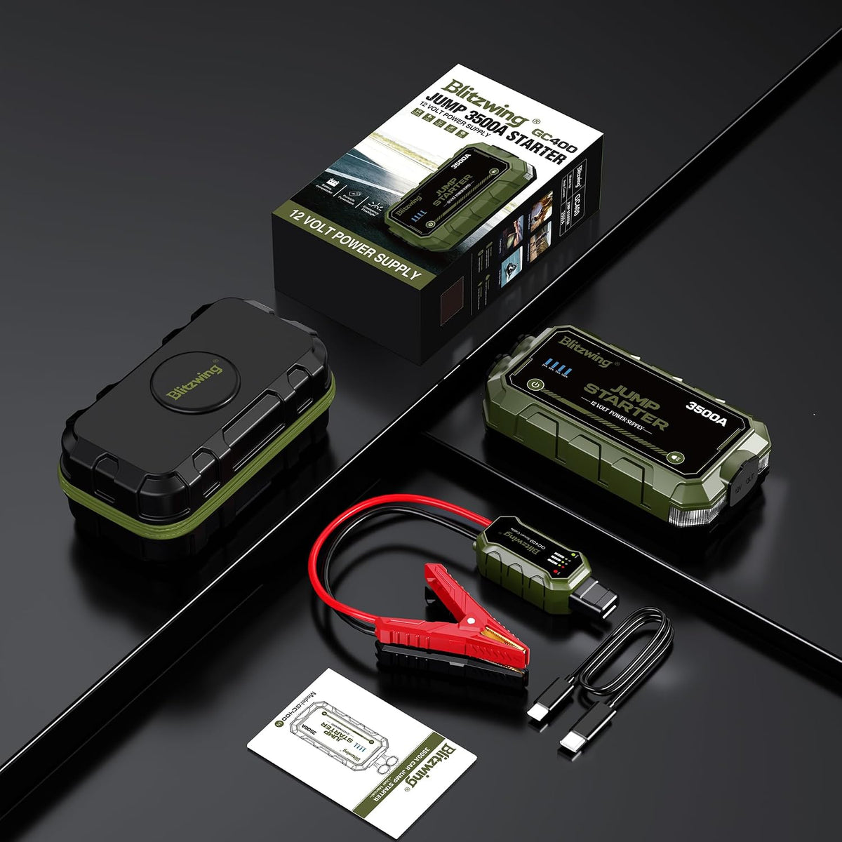 3500A 12V Heavy Duty Jump Starter, Portable Jump Box Jump Pack Battery Booster for Truck RV 10L Gas 6L Diesel, PD60W Two-Way Fast Charge LED Light, 18M Standby Auto Jumper