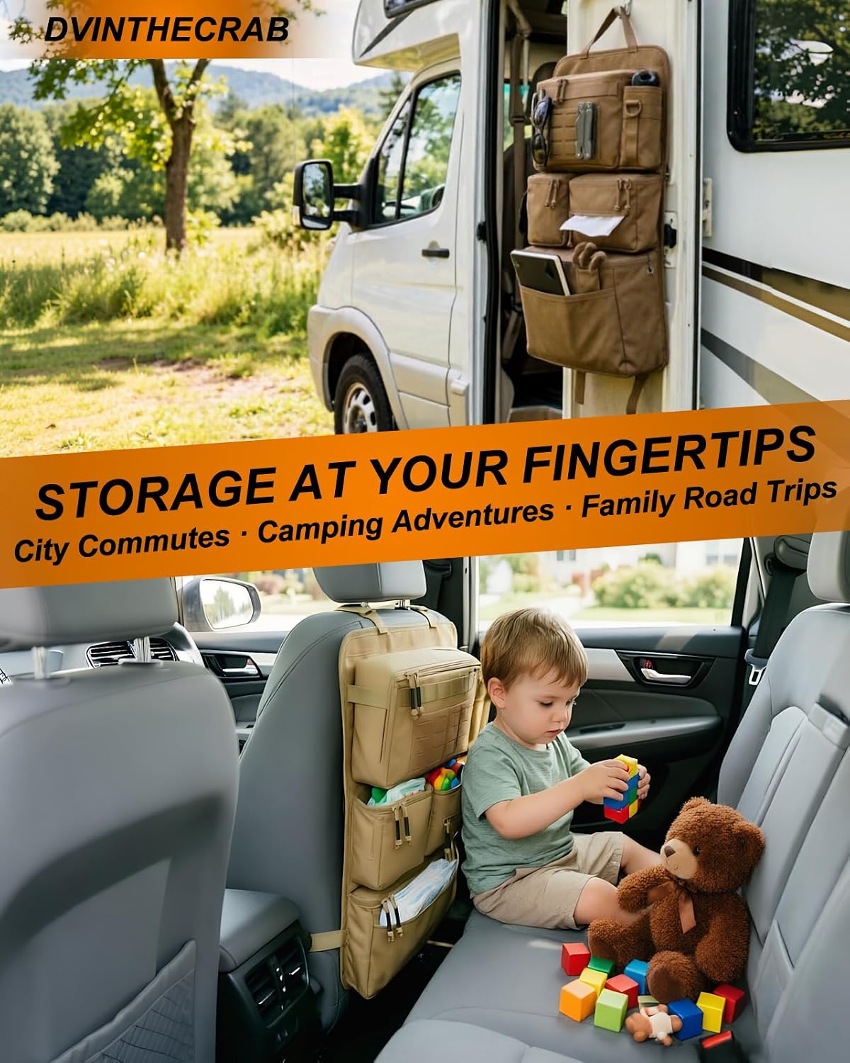Car Seat Back Organizer – Molle Panel, Heavy Duty, Waterproof storage