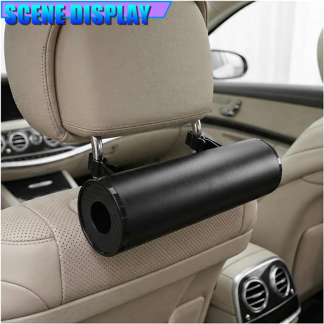 Car Tissues Holder, Portable Facial Tissue Cylinder Box, Refillable Auto Interior Canned Napkin Container for Most Cars, Home, Office (Black)