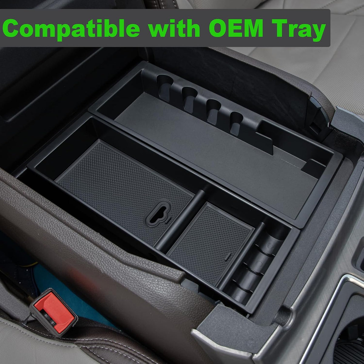 PIMCAR Center Console Organizer for 2024 2025 2026 Ford F150 & F150 Lightning Insert ABS Plastic Armrest Storage Box Interior Accessories(Work Great with The OEM Tray)- Only One Tray