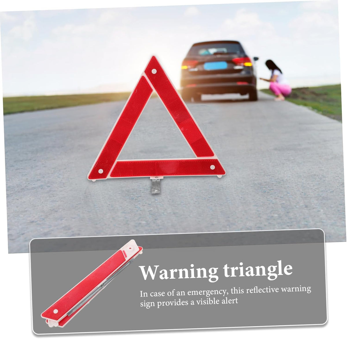 2pcs Reflective Safety Triangle Warning Sign Foldable Tripod for Vehicle