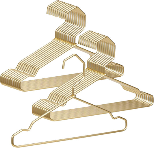 VWV Gold Aluminum Hangers, 20 Pack Baby Hangers，12.6 Inch Children Baby Hanger, Sturdy Metal Children Clothes Hangers for Wardrobe, Space-Saving Toddler Hanger