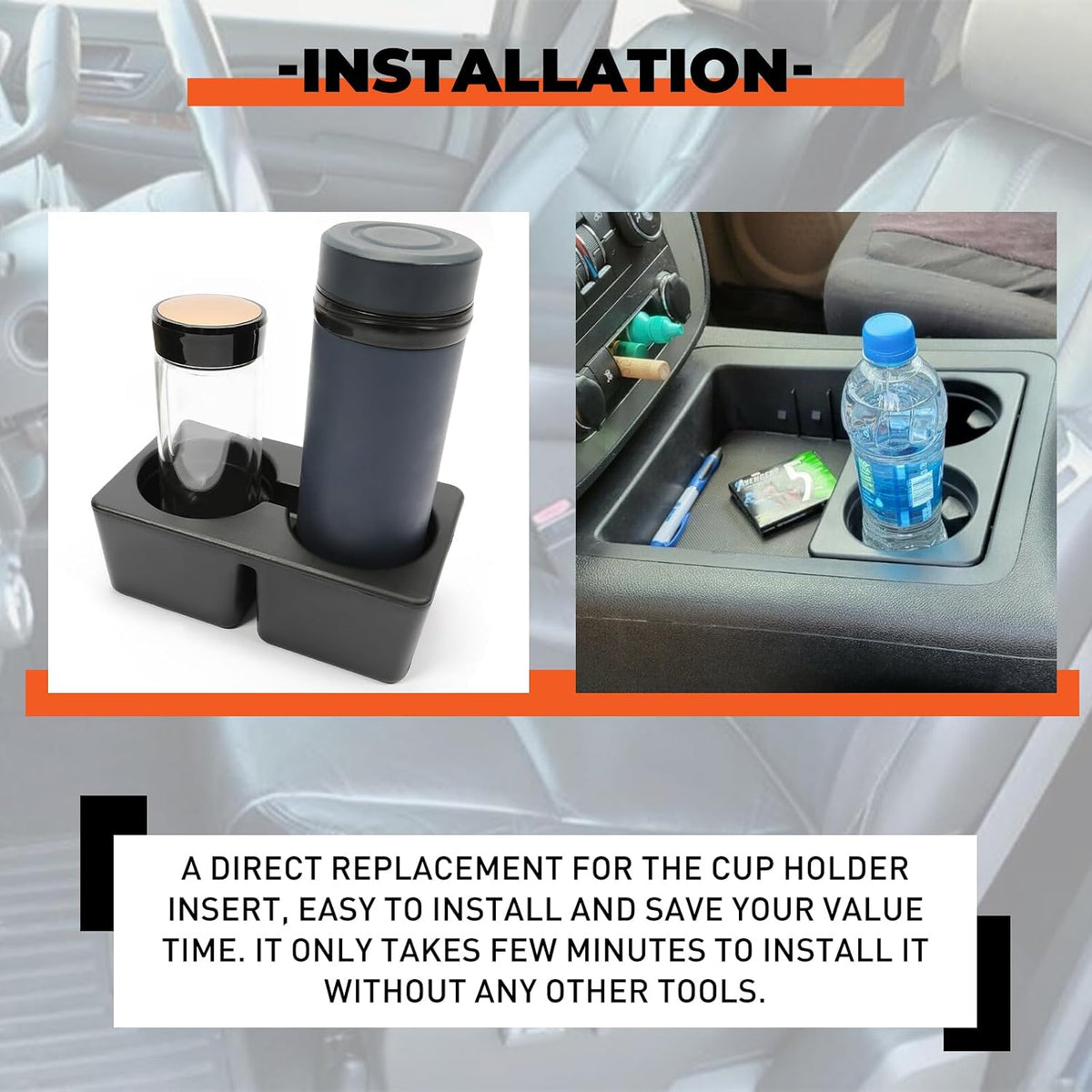ECOTRIC Cup Holder Compatible with 07-14 Silverado Avalanche Tahoe Sierra