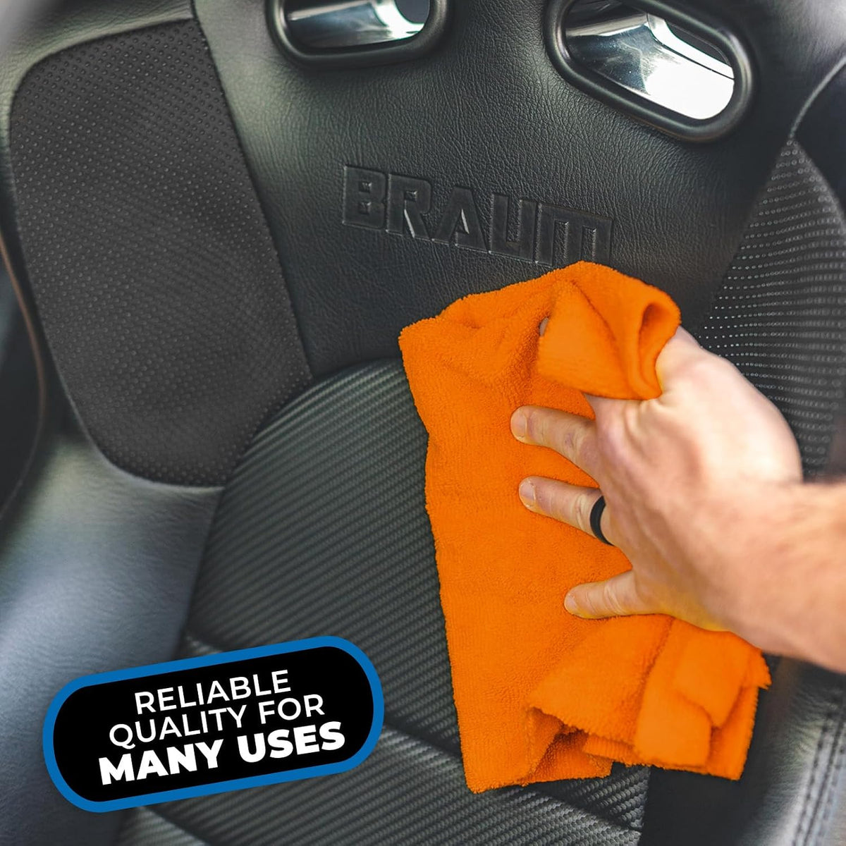The Rag Company - Edgeless 365 Microfiber Towels (10-Pack) Premium 70/30 Blend, Professional Polishing, Wax Removal, Auto Detailing, 365gsm, 16in x 16in, Orange