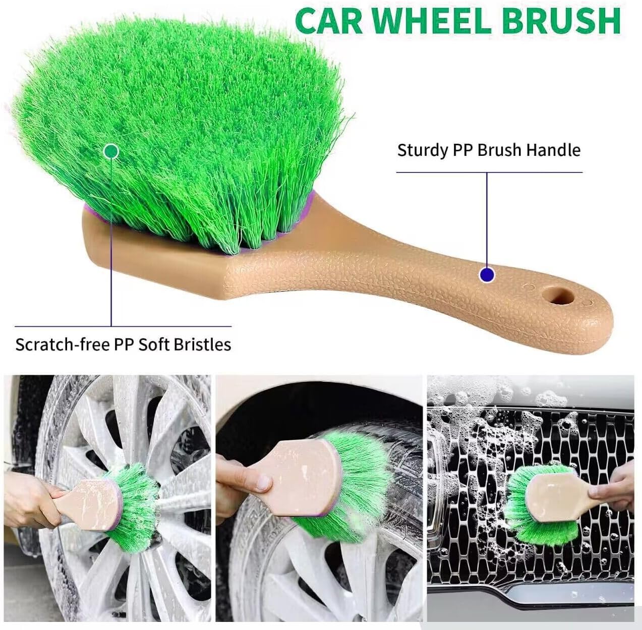 Car Wash Kit, 62'' Car Wash Brush with Long Handle, Soft Bristle Scratch-Free Car Detailing Brush Cleaning Kit, with Wash Mitt Towel Window Squeegee Tire Brush for Car SUV Truck RV Cleaning