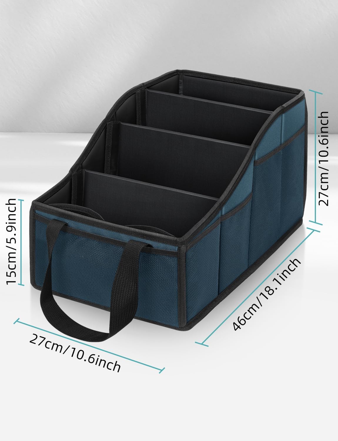 YOHOOLYO Car Seat Organizer Backseat Car Organizer with 4 Compartments, 4 Cup Holders and 7 Mesh Pockets for Front and Rear Seat, Blue