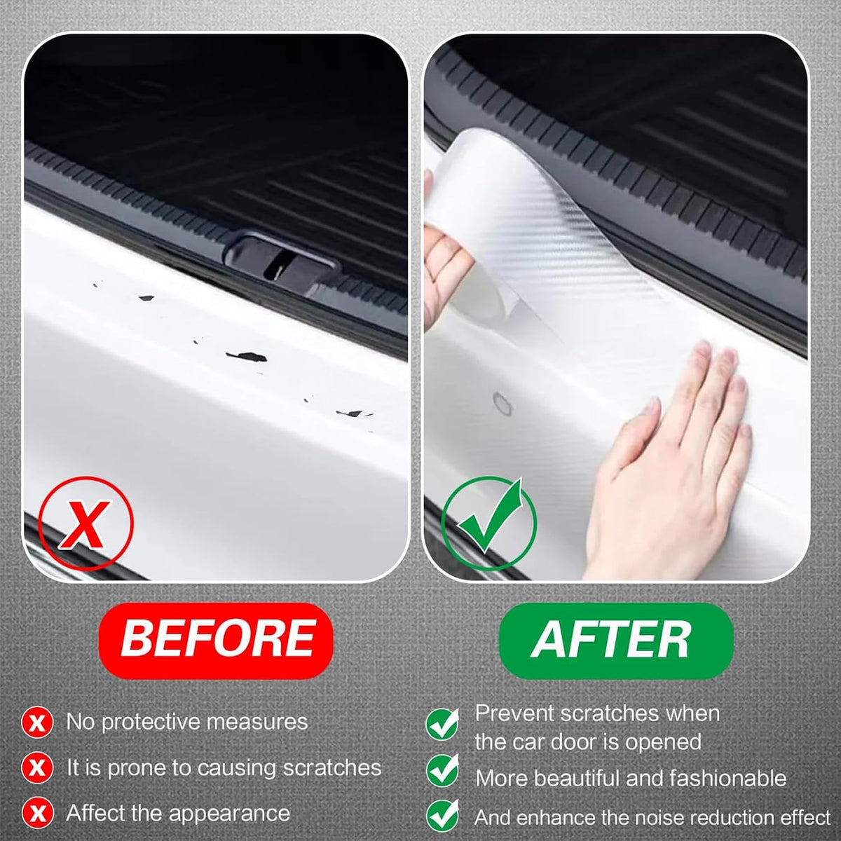 3D Carbon Fiber Clear Car Door Edge Protector, Anti-Collision Door Sill Guard Wrap Film, Universal Vehicle Door Edge Trim Guard 2.7 Inch x 33 Ft Transparent