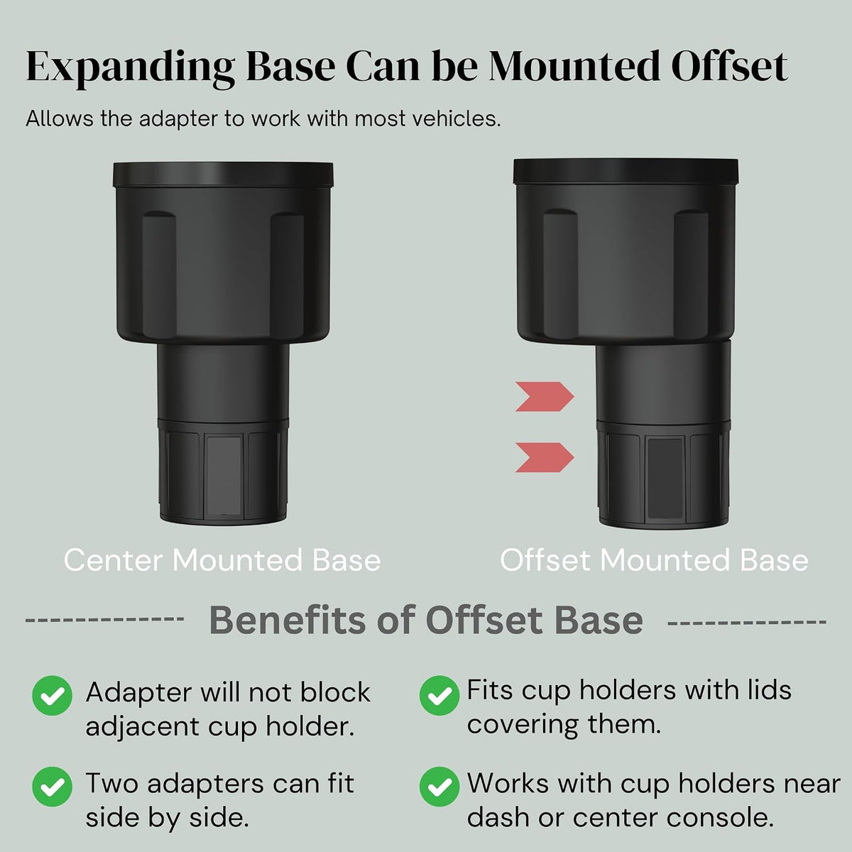 Swigzy Car Cup Holder Expander, Water Bottle Adapter Extender Insert, Black