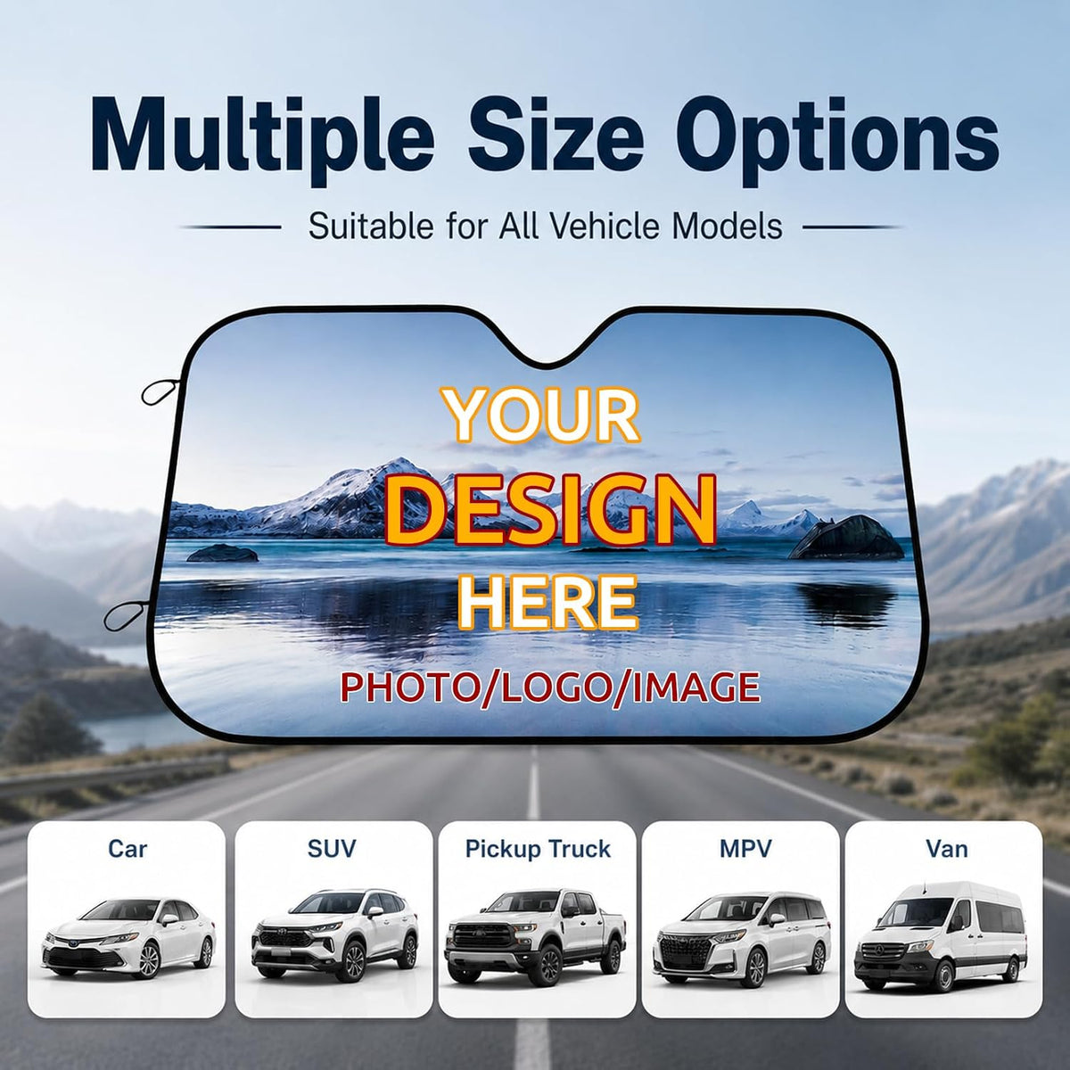 Custom Windshield Sun Shade with Personalized Photo Logo & Text