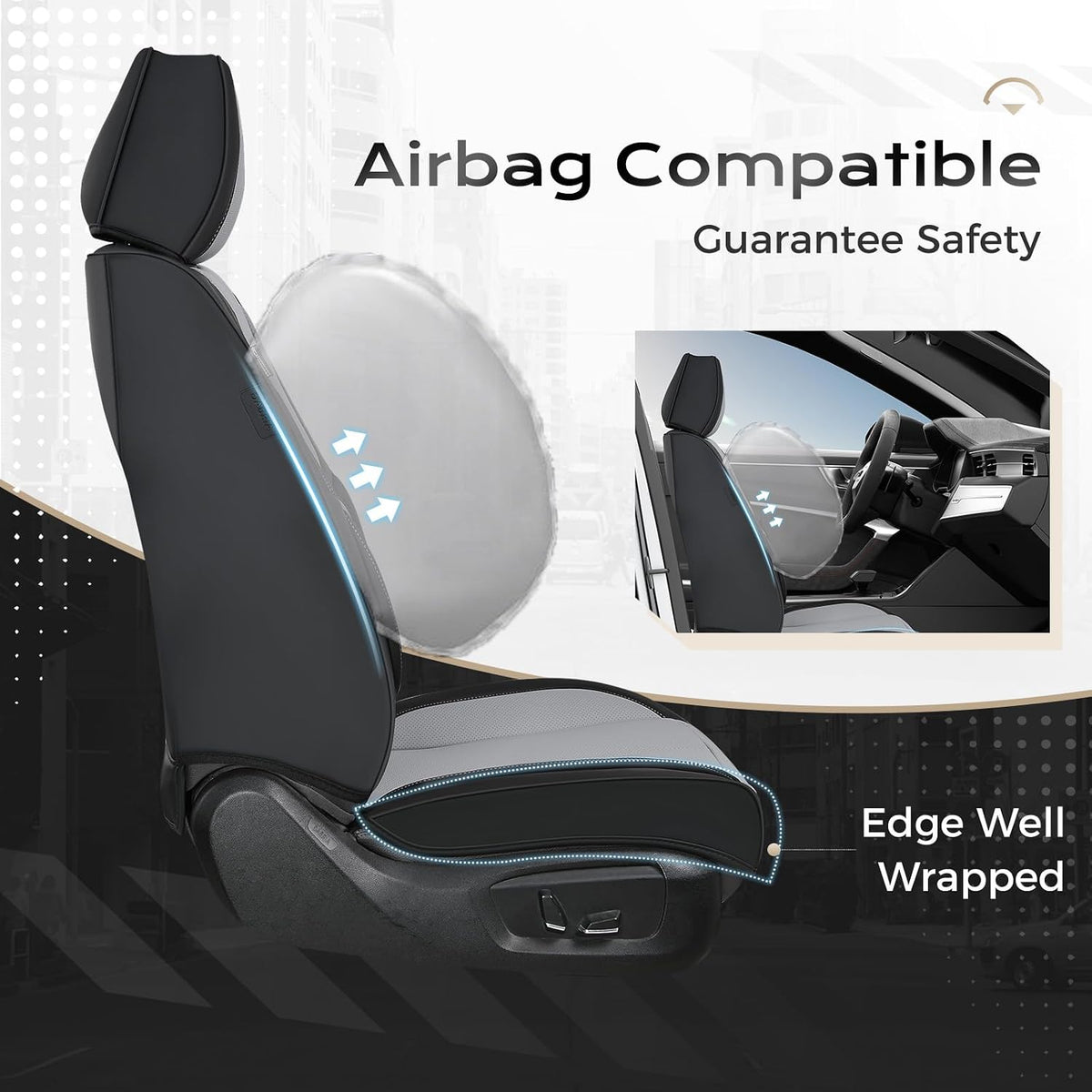Coverado Car Seat Covers Full Set, Car Seat Protector Waterproof, Nappa Leather Car Seat Cushion, Seat Covers for Cars, Front Seats and Back Universal Fit for Most Cars