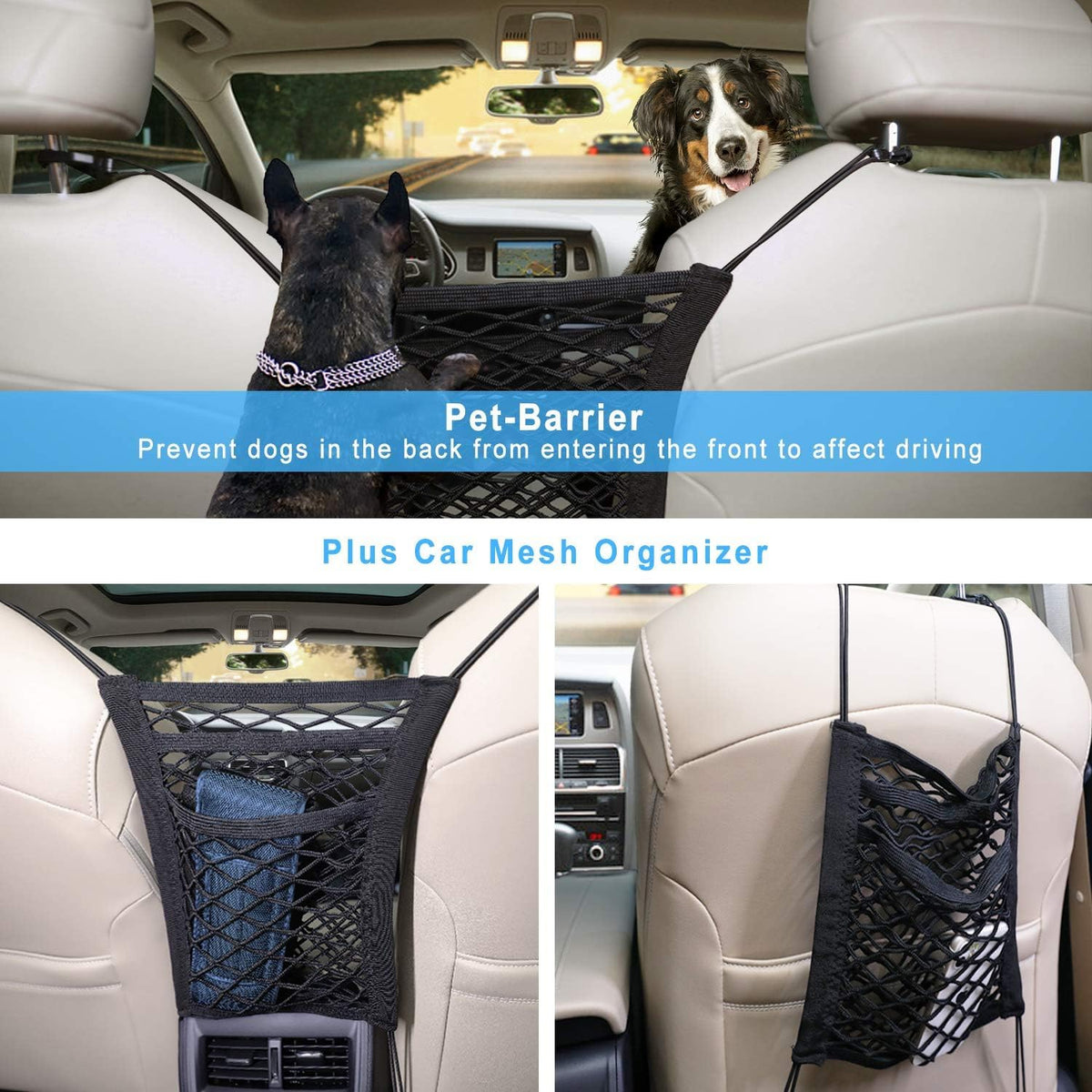Bark Lover Deluxe Dog Seat Cover for Front Seat-More Durable Spill-Resistant Front Seat Protector, High Heat Resistant and Nonslip Front Seat Cover for Dogs Kids, Universal Size (Black, 2 Pack)