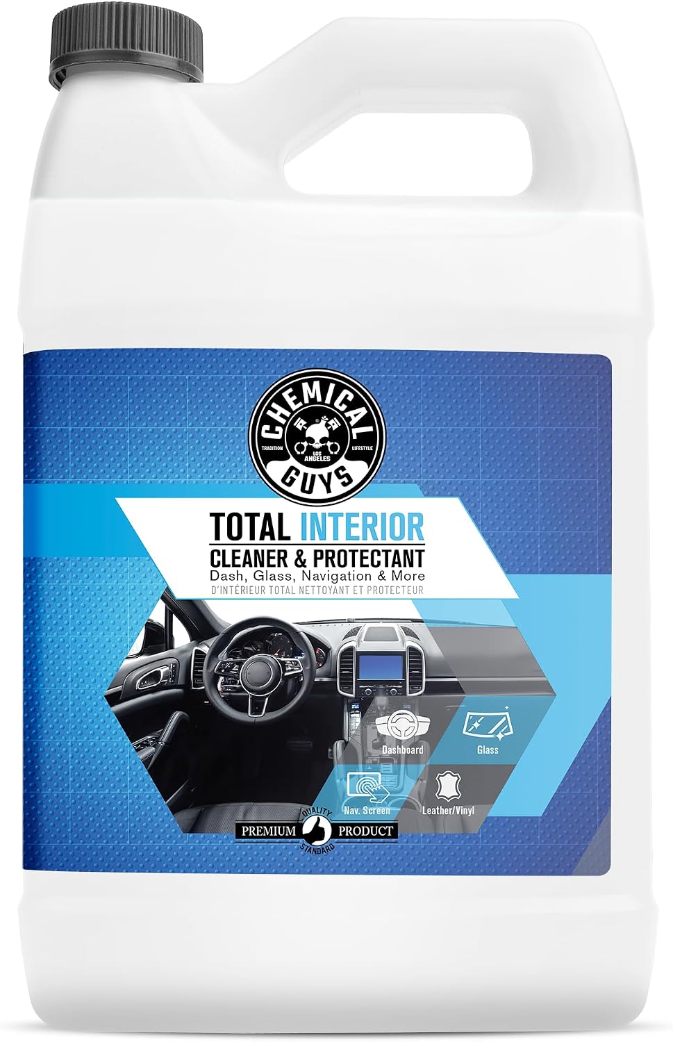 Chemical Guys Total Interior Cleaner and Protectant, Interior Car Cleaner Cleans & Protects Leather, Vinyl, Plastic, Rubber, Glass with a Showroom Finish, Safe for Trucks, SUVs, RVs & More, 128 oz