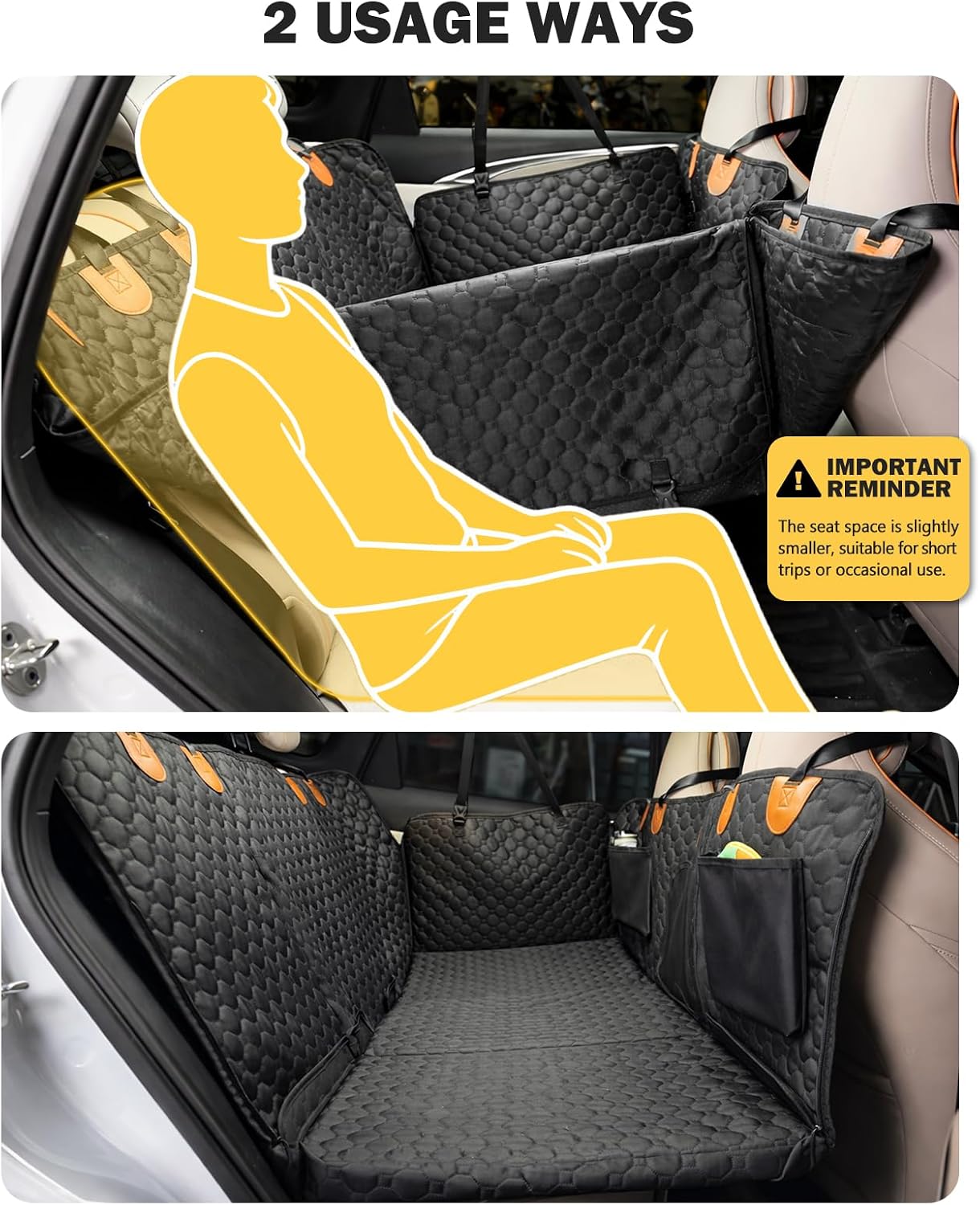 Back Seat Extender for Dogs, Waterproof Dog Car Seat Cover for Back Seat with Hard Bottom, Upgraded Material, Anti Scratch, Easy to Use and Clean, Holds 420lbs