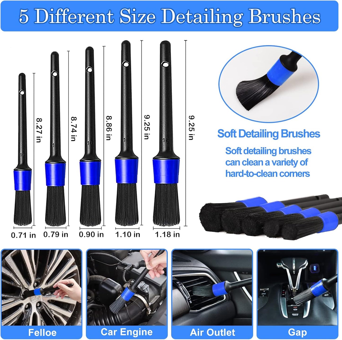 TTRCB 27Pcs Car Detailing Kit, Car Cleaning Kit, Car Detailing Brush Set, Drill Brush Set, Car Detailing Brushes, Car Wash Kit, Car Accessories, Car Cleaning Supplies for Interior, Exterior, Wheels