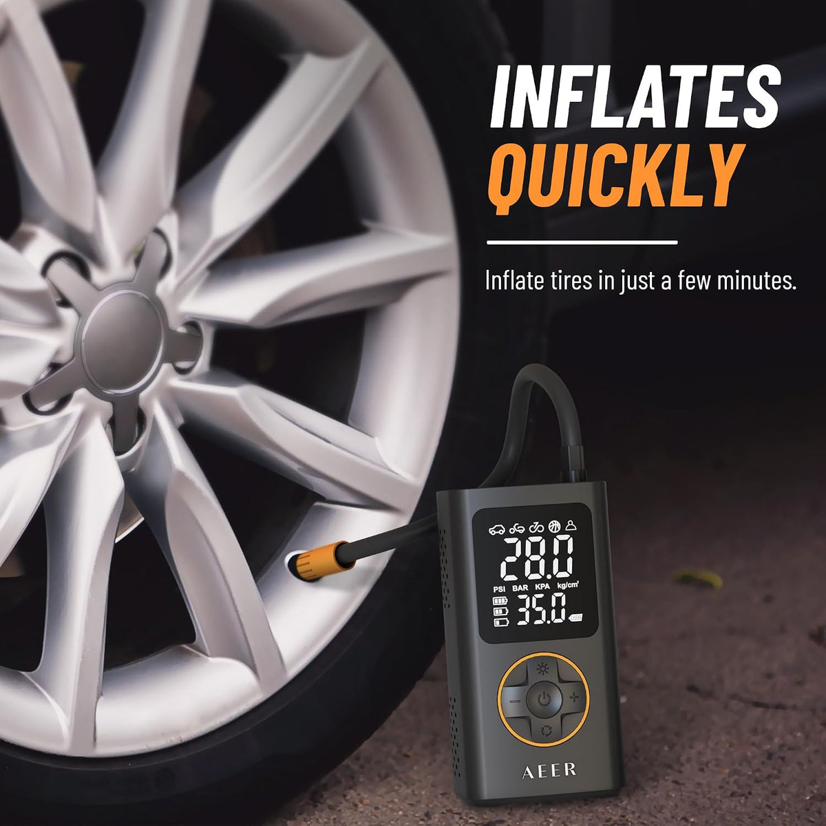 Tire Inflator 150PSI Cordless Air Pump Digital Gauge Car