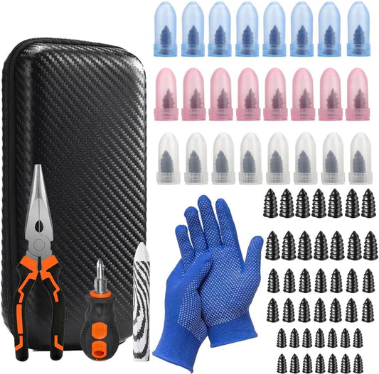 100PCS tire Repair Rubber Nail kit,Fix Without Tire Removal,Three Sizes tire Screw Plugs Tread Repair for Car,Truck,Motorcycle,SUV,Includes Tools Portable Case.
