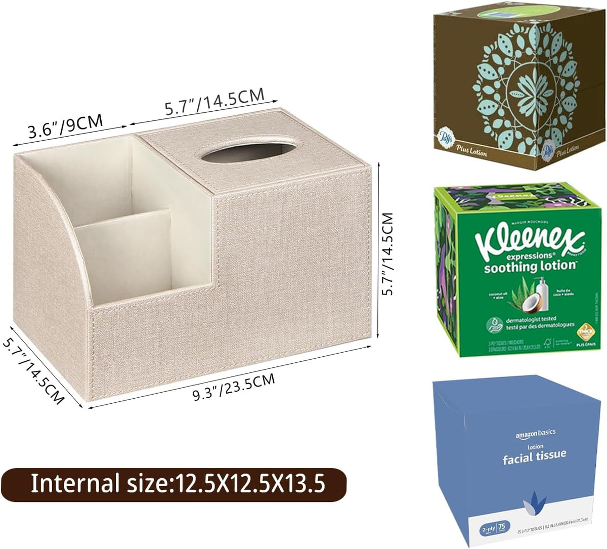 PU Leather Square Tissue Box Cover - Multi-Functional Tissue Box Holder