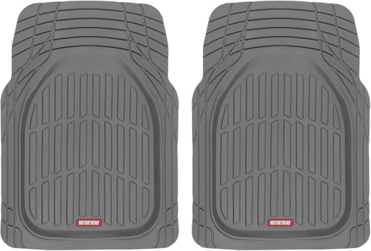 Motor Trend 2 Piece Front Car Floor Mats- Gray FlexTough Contour Liners-Deep Dish Heavy Duty Rubber Floor Mats for Car SUV Truck & Van-All Weather Protection, Universal Trim to Fit
