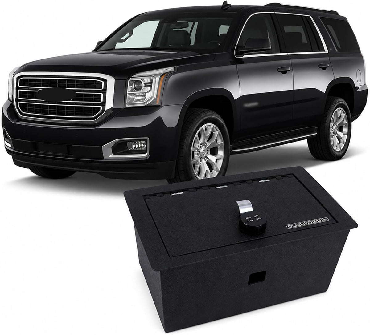 Black Horse Center Console Safe Black Compatible with 2015-2020 Chevrolet Suburban|2015-2020 Chevrolet Tahoe|2015-2020 GMC Yukon|2015-2020 GMC Yukon XL-ASGM05