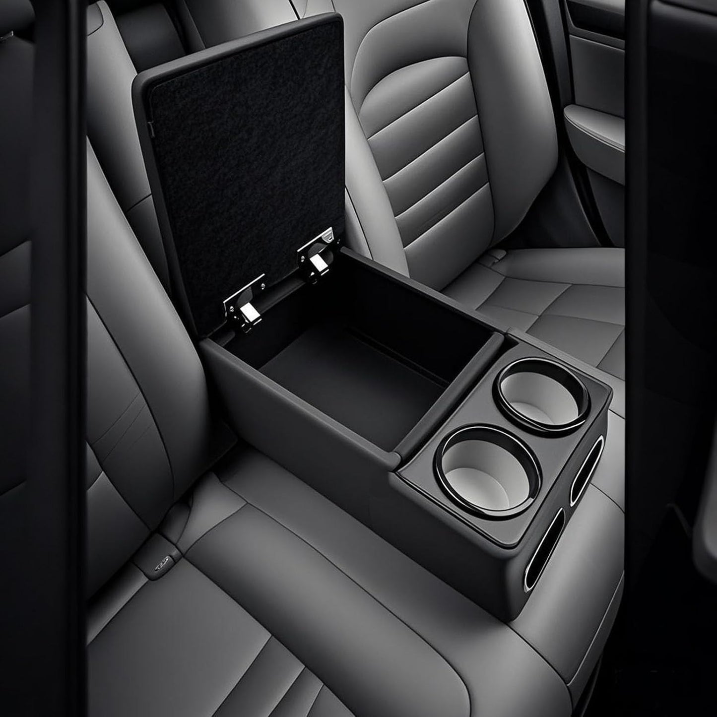 Car Center Console with Cup Holders, Universal Truck Bench Seat Organizer, Back Seat Storage (Black)