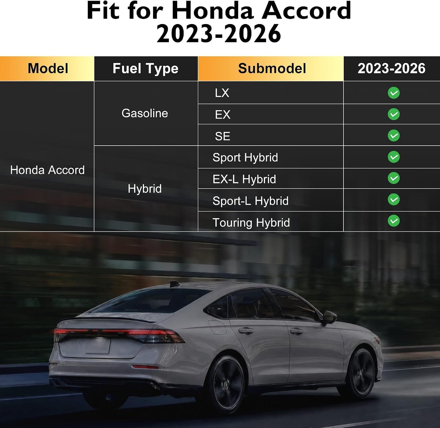 AOMSAZTO Floor Mats & Trunk Mat Fit for Honda Accord 2026 2025 2024 2023 (Gasoline & Hybrid), All Weather TPE Floor Liners with Cargo Mat, Waterproof Non-Slip Car Mats, Black
