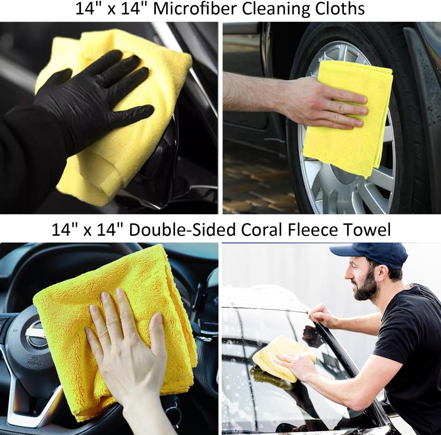 10Pcs Car Wash Detailing Kit Cleaning Kits,with Collapsible Bucket Wash Mitt Sponge Terry Towels Wheel Brush Window Scraper Coral Velvet Towel, Car Cleaning Tools Kit for Interior, Exterior, Wheels