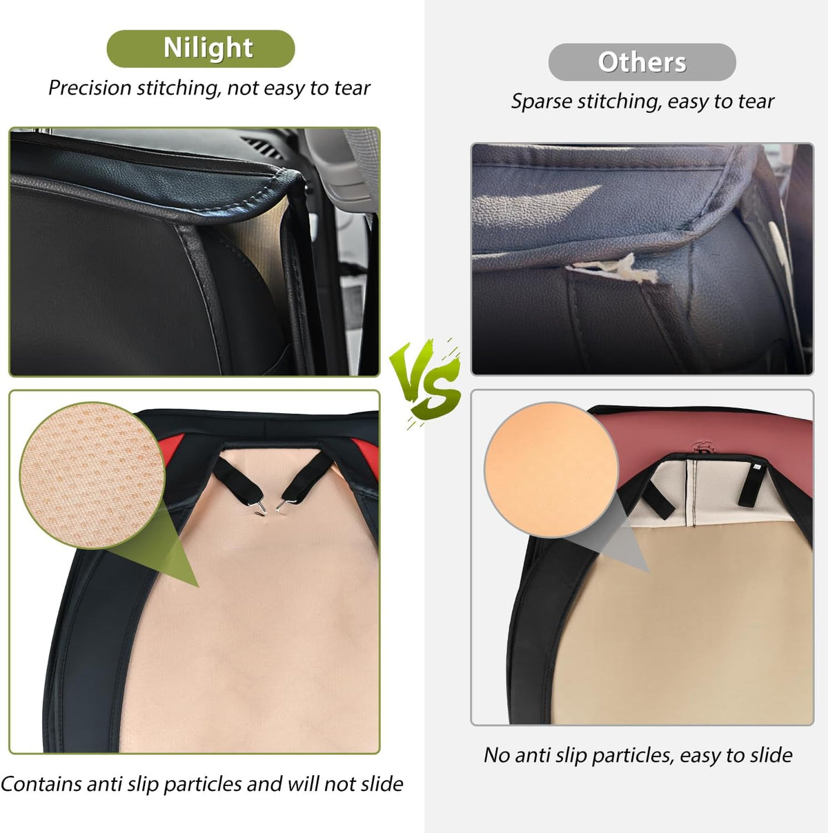 Nilight Car Seat Covers Universal Fit for Civic Corolla Accord Black Red