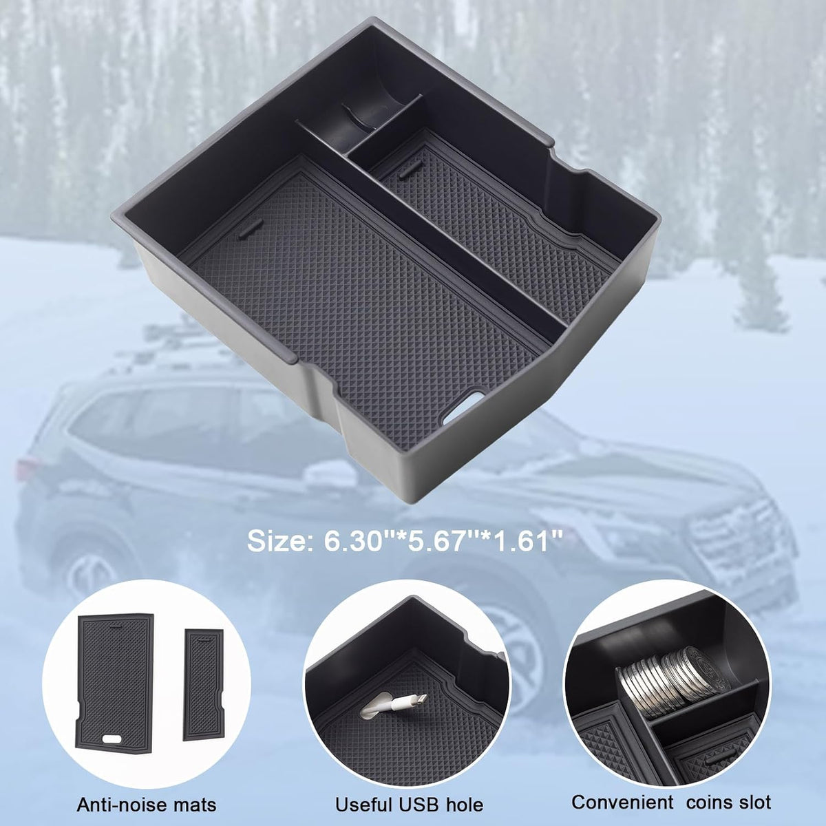 JKCOVER Center Console Organizer Tray For 2019-2024 Subaru Forester