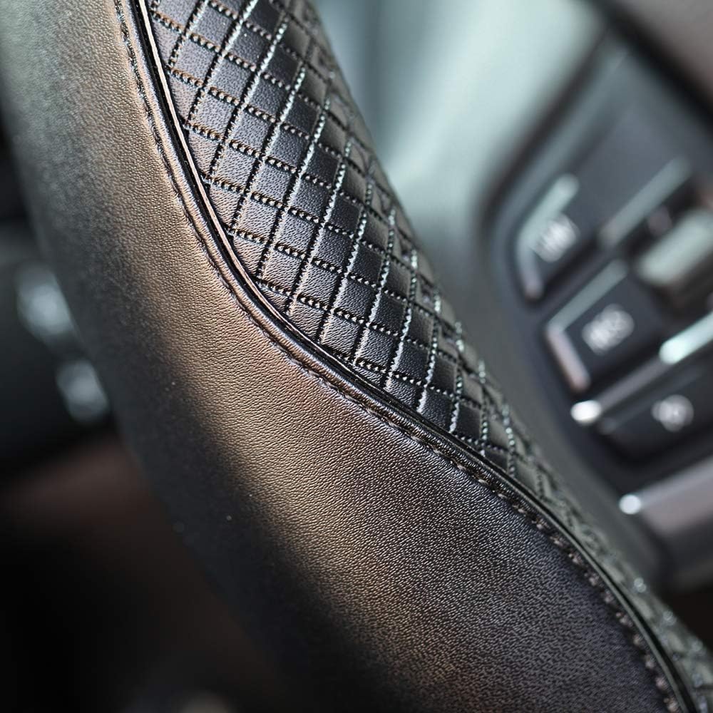 Valleycomfy Steering Wheel Covers Universal 15 inch - Genuine Leather