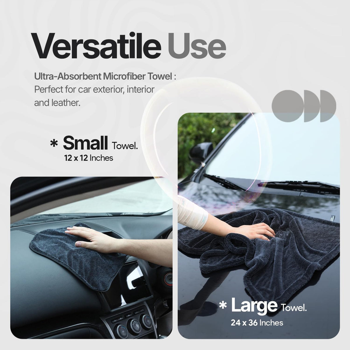 Crystal Clean 1300GSM Microfiber Car Drying Towel, Ultra-Absorbent XL 24x36