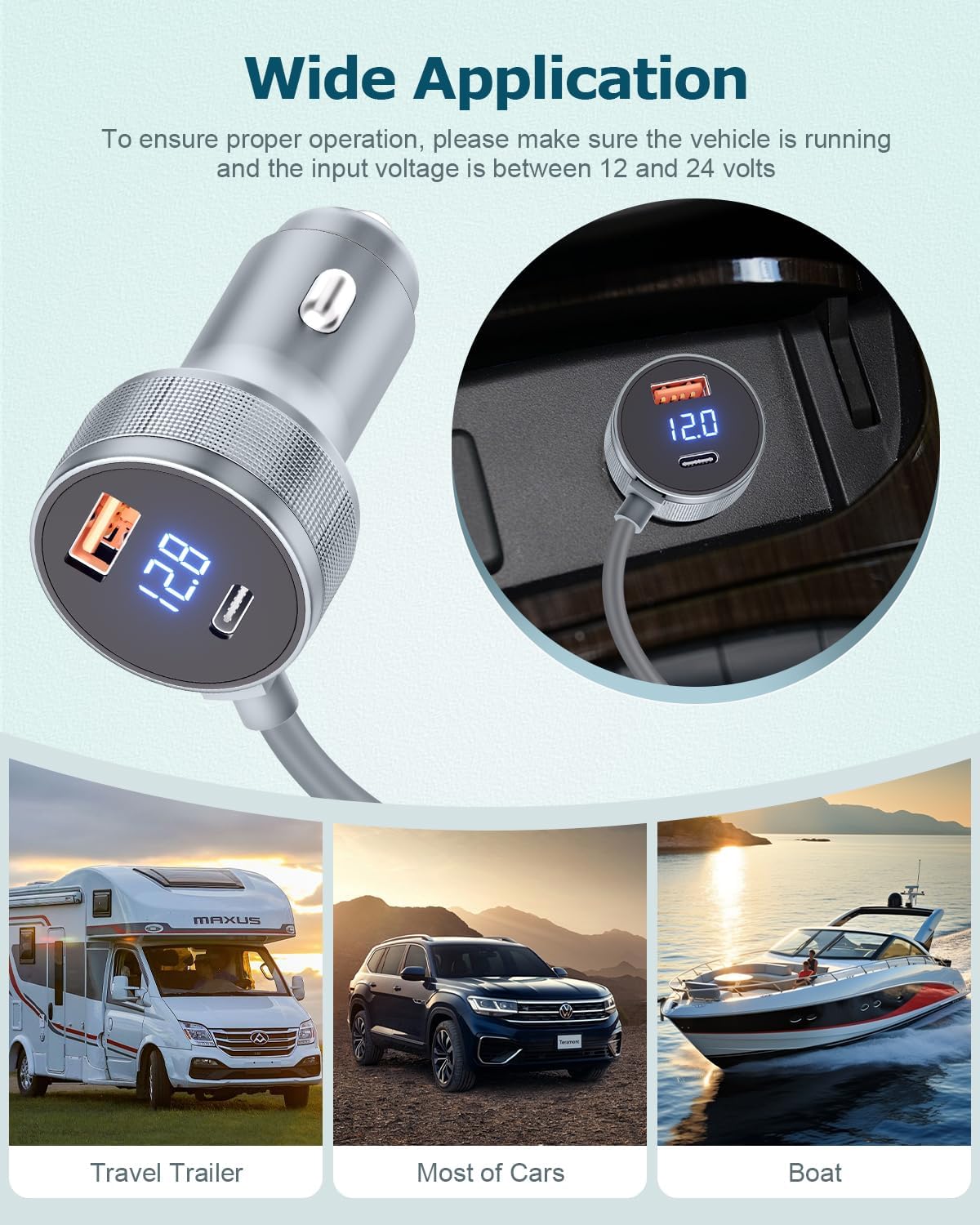 Starlink Mini Car Adapter 3M/10FT 3 in 1 Starlink Mini 12V DC Power Cable