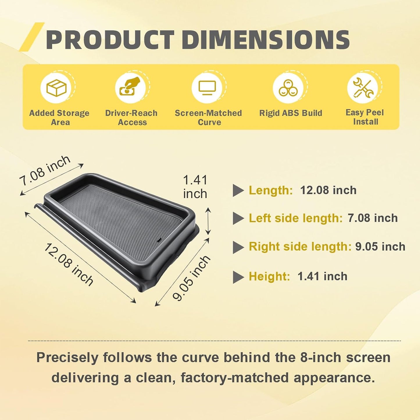 Dashboard Organizer Storage Tray for 2025 2026 Volkswagen Jetta Accessories | Behind 8-inch Screen Organizer, Unused Space Utilized, Quick Access Essentials, ABS Material with Rubber Insert