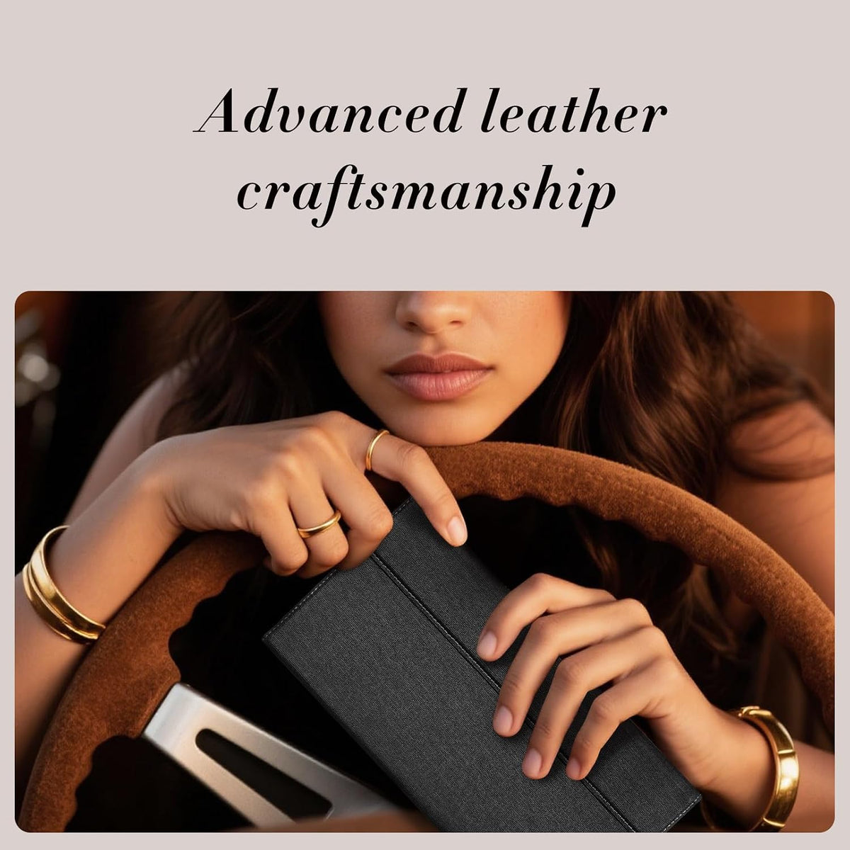 CoBak Leather Car Registration and Insurance Holder with Magnetic Compartment - Vehicle Glove Box Organizer for Driver License, Cards, Emergency Cash - Auto Truck Accessories Case, Cloth Black
