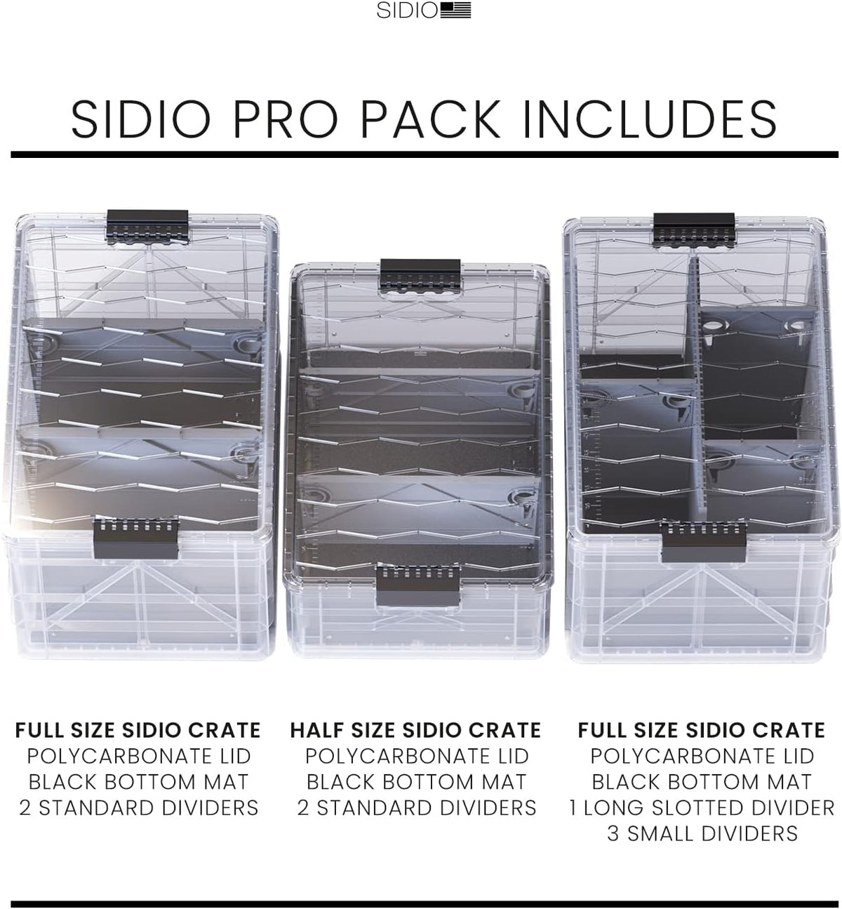 SIDIO Pro Pack, HD Stackable Storage Bins with Lids & Dividers, Aircraft