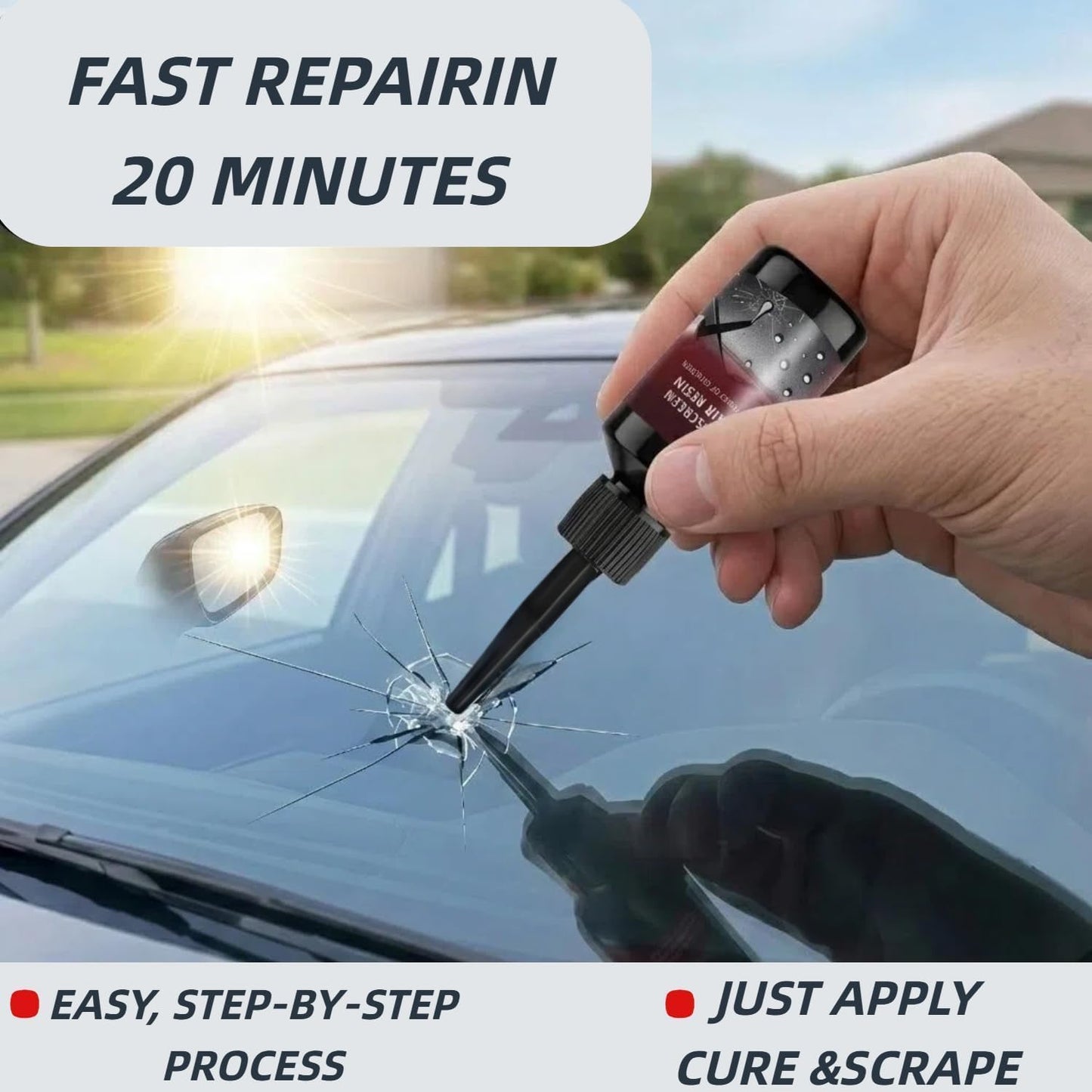 Windshield Repair Kit, 5Min Quick-Repair Nano Glass Repair Fluid. Suitable for Repairing car Windows, Rearview Mirrors and Glass.-New 2Pack